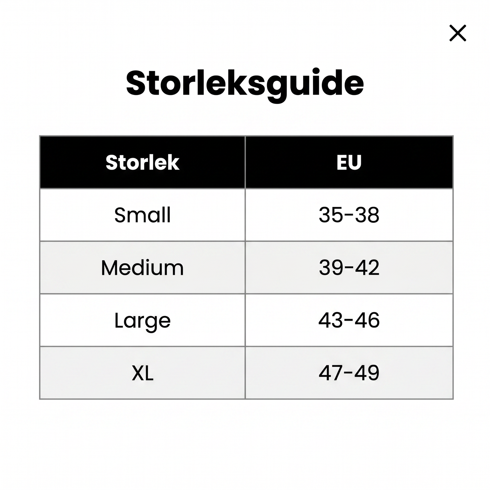 Hitta din storlek